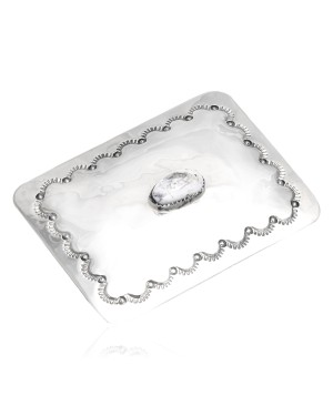 Sun Nickel Certified Authentic Handmade Navajo Native American White Howlite Buckle 1208-2