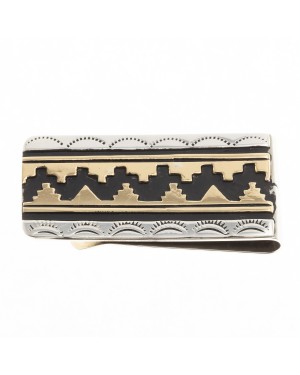 Sun Teepee 12kt Gold Filled .925 Sterling Silver Certified Authentic Handmade Navajo Native American Money Clip 24536-1
