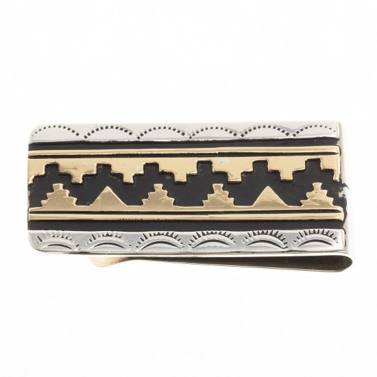 Sun Teepee 12kt Gold Filled .925 Sterling Silver Certified Authentic Handmade Navajo Native American Money Clip 24536-1