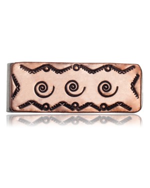 Swirl and Mountain Navajo Certified Authentic Handmade Pure Copper and Nickel Native American Money Clip 11267-5
