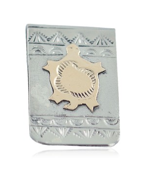 Turtle Certified Authentic 12kt Gold Filled and .925 Sterling Silver Handmade Navajo Native American Money Clip 11266-1