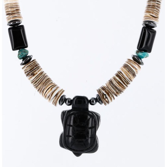 Certified Authentic Navajo .925 Sterling Silver Turquoise Onyx Native American Necklace 390774753235 Certified Authentic Navajo .925 Sterling Silver Turquoise Onyx Native American Necklace 390774753235