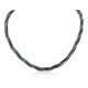 Twisted 3 Strand Certified Authentic Navajo .925 Sterling Silver Natural Hematite Native American Necklace 16053