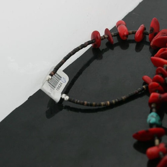 Certified Authentic Navajo .925 Sterling Silver Graduated Coral and Turquoise Native American Necklace 370973131473