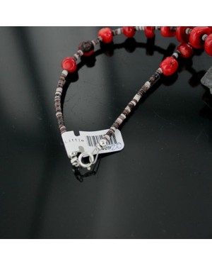 Certified Authentic Navajo .925 Sterling Silver Graduated Coral Turquoise Native American Necklace 390680673641