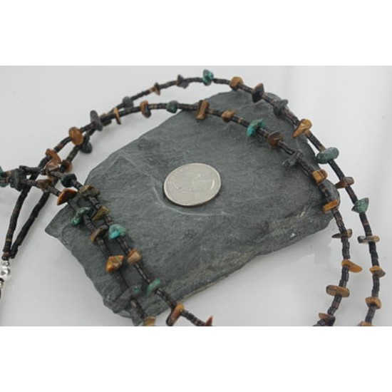 Certified Authentic 2 Strand Navajo .925 Sterling Silver Turquoise Native American Necklace 390662448171