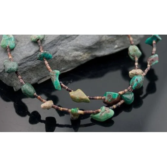 Vintage Style 2 Strand Navajo .925 Sterling Silver Natural Turquoise and Coral Native American Necklace 750106-14 Vintage Style 2 Strand Navajo .925 Sterling Silver Natural Turquoise and Coral Native American Necklace 750106-14