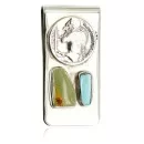 Buffalo Coin Handmade Navajo Sterling Silver Nickel Turquoise Money Clip