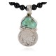 Vintage Style Buffalo Nickel .925 Sterling Silver Certified Authentic Navajo Natural Black Onyx Turquoise Native American Necklace 740105-5-102247