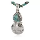 Vintage Style Buffalo Nickel and .925 Sterling Silver Handmade Certified Authentic Navajo Natural Turquoise Hematite Native American Necklace 15911-15946