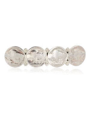 Vintage Style Buffalo Nickel Handmade Certified Authentic Navajo .925 Sterling Silver Nickel Native American Hair Barrettes 10337