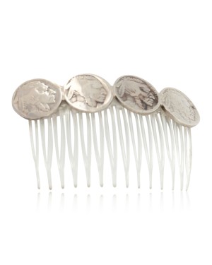 Vintage Style Buffalo Nickel Handmade Certified Authentic Navajo Nickel Hairclip 10325