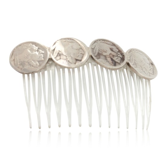 Vintage Style Buffalo Nickel Handmade Certified Authentic Navajo Nickel Hairclip 10325