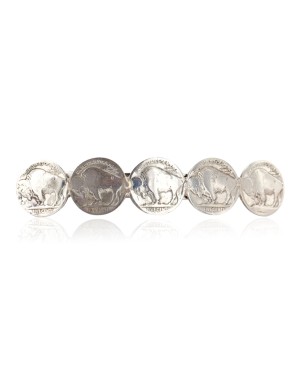 Vintage Style Buffalo Nickel Handmade Certified Authentic Navajo Nickel Native American Hair Barrettes 10322-00