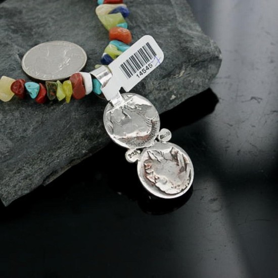 Vintage Style Indian Head OLD Double Buffalo Coin Certified Authentic Navajo .925 Sterling Silver Spiny Oyster Native American Necklace 370901970097