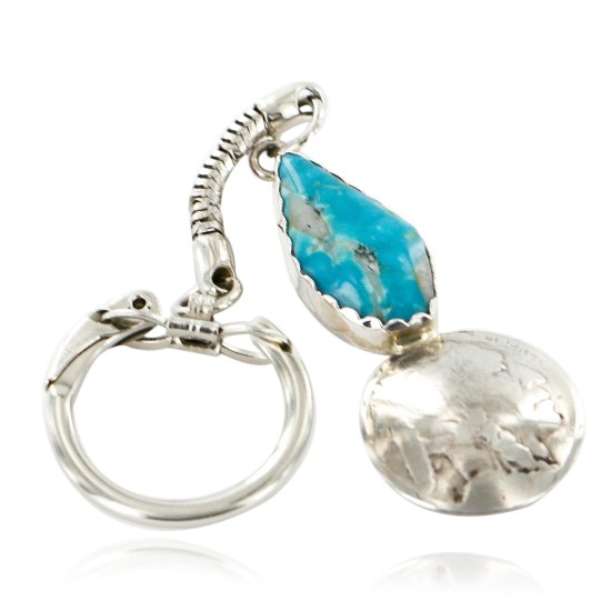 Vintage Style OLD Buffalo Coin Certified Authentic Navajo .925 Sterling Silver Natural Turquoise Native American Keychain 10320-2 Vintage Style OLD Buffalo Coin Certified Authentic Navajo .925 Sterling Silver Natural Turquoise Native American Keychain 10320-2
