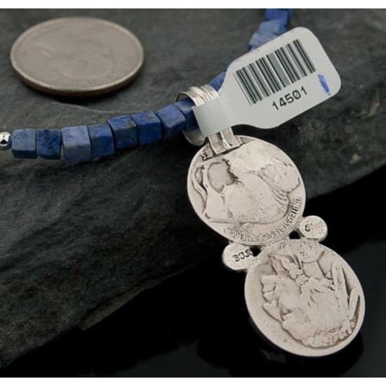 Vintage Style OLD Buffalo Coin Certified Authentic Navajo .925 Sterling Silver Natural Turquoise Native American Necklace 370843756290