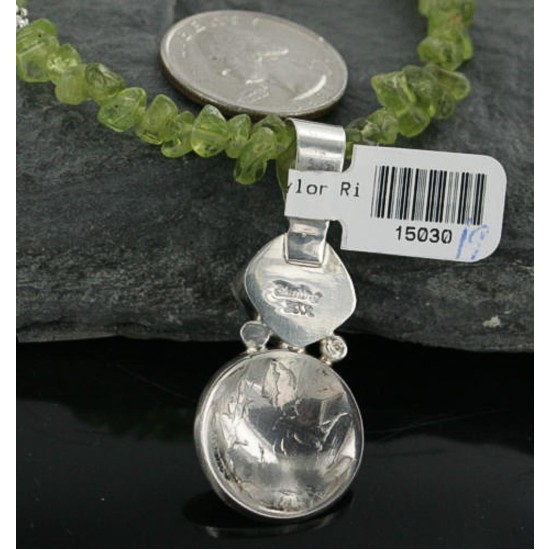 Vintage Style OLD Buffalo Coin Certified Authentic Navajo .925 Sterling Silver Turquoise and Peridot Native American Necklace 370955553043