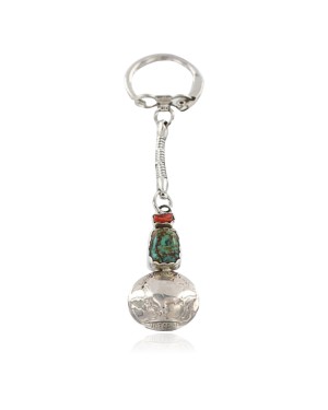 Vintage Style OLD Buffalo Coin Certified Authentic Navajo .925 Sterling Silver Turquoise Native American Keychain 371040498191