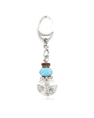 Vintage Style OLD Buffalo Coin Certified Authentic Navajo .925 Sterling Silver Turquoise Native American Keychain 371043453738