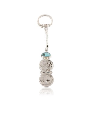 Vintage Style OLD Buffalo Coin Certified Authentic Navajo .925 Sterling Silver Turquoise Native American Keychain 390828729775