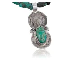 Vintage Style OLD Buffalo Coin Navajo .925 Sterling Silver Turquoise Native American Necklace 370892537898