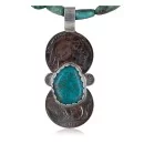 Vintage Style OLD Buffalo Coin Navajo .925 Sterling Silver Turquoise Native American Necklace 370893877162