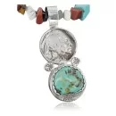 Vintage Style OLD Buffalo Coin Navajo .925 Sterling Silver Turquoise Native American Necklace 370904626983