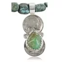 Vintage Style OLD Buffalo Coin Navajo .925 Sterling Silver Turquoise Native American Necklace 370909953751