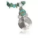 Vintage Style OLD Buffalo Coin Navajo .925 Sterling Silver Turquoise Native American Necklace 370913620013
