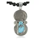 Vintage Style OLD Buffalo Coin Navajo .925 Sterling Silver Turquoise Native American Necklace 370925594092