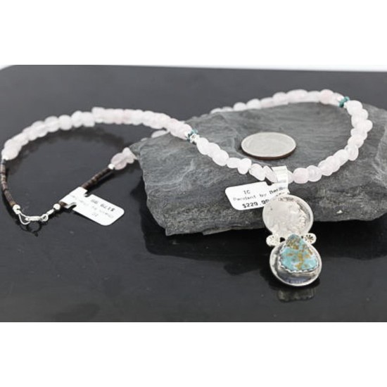 Vintage Style OLD Buffalo Coin Certified Authentic Navajo .925 Sterling Silver Turquoise Native American Necklace 370979669031