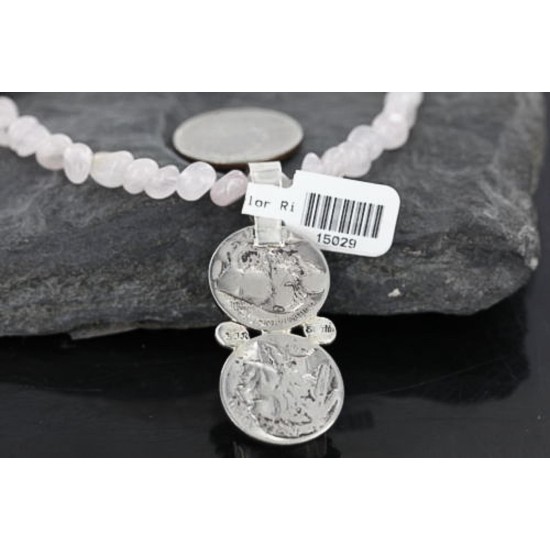 Vintage Style OLD Buffalo Coin Certified Authentic Navajo .925 Sterling Silver Turquoise Native American Necklace 370979669031