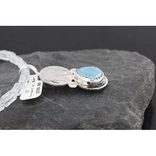 Vintage Style OLD Buffalo Coin Certified Authentic Navajo .925 Sterling Silver Turquoise Native American Necklace 370979898665