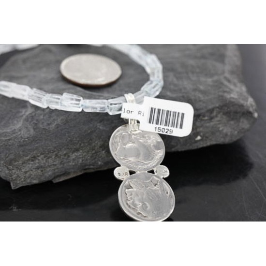 Vintage Style OLD Buffalo Coin Certified Authentic Navajo .925 Sterling Silver Turquoise Native American Necklace 370979898665