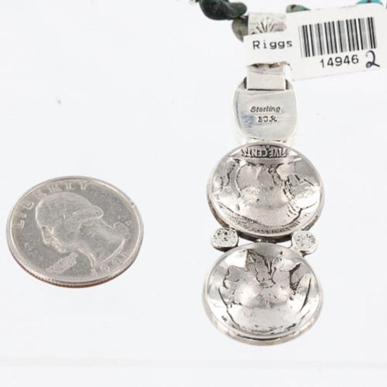Vintage Style OLD Buffalo Coin Certified Authentic Navajo .925 Sterling Silver Turquoise Native American Necklace 370998562888
