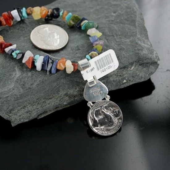 Vintage Style OLD Buffalo Coin Certified Authentic Navajo .925 Sterling Silver Turquoise Native American Necklace 390664059919
