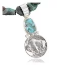 Vintage Style OLD Buffalo Coin Navajo .925 Sterling Silver Turquoise Native American Necklace 390665988592