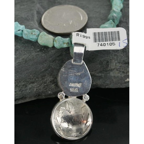 Vintage Style OLD Buffalo Coin Certified Authentic Navajo .925 Sterling Silver Turquoise Native American Necklace 390675808723