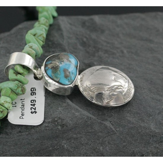 Vintage Style OLD Buffalo Coin Certified Authentic Navajo .925 Sterling Silver Turquoise Native American Necklace 390677357210 Vintage Style OLD Buffalo Coin Certified Authentic Navajo .925 Sterling Silver Turquoise Native American Necklace 390677357210