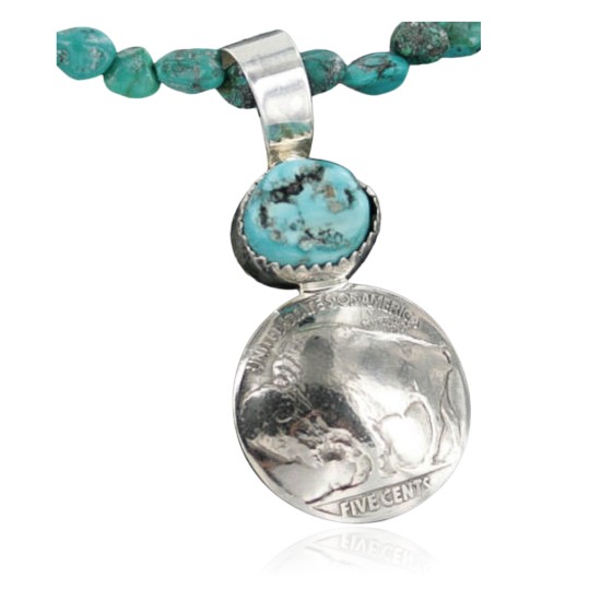 Vintage Style OLD Buffalo Coin Certified Authentic Navajo .925 Sterling Silver Turquoise Native American Necklace 390682444404 Vintage Style OLD Buffalo Coin Certified Authentic Navajo .925 Sterling Silver Turquoise Native American Necklace 390682444404