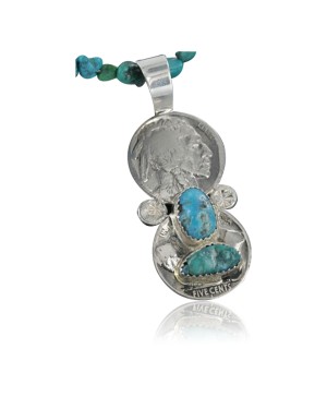 Vintage Style OLD Buffalo Coin Certified Authentic Navajo .925 Sterling Silver Turquoise Native American Necklace 390683666731 Vintage Style OLD Buffalo Coin Certified Authentic Navajo .925 Sterling Silver Turquoise Native American Necklace 390683666731
