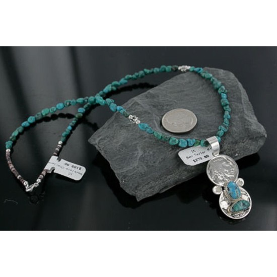 Vintage Style OLD Buffalo Coin Certified Authentic Navajo .925 Sterling Silver Turquoise Native American Necklace 390683666731 Vintage Style OLD Buffalo Coin Certified Authentic Navajo .925 Sterling Silver Turquoise Native American Necklace 390683666731