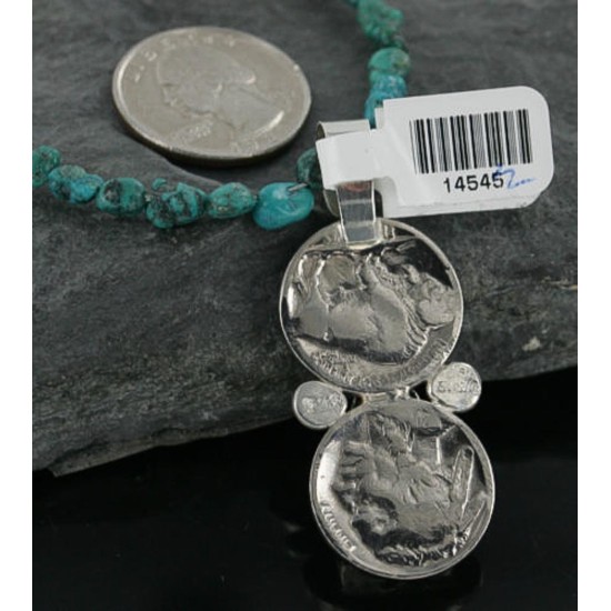 Vintage Style OLD Buffalo Coin Certified Authentic Navajo .925 Sterling Silver Turquoise Native American Necklace 390683666731 Vintage Style OLD Buffalo Coin Certified Authentic Navajo .925 Sterling Silver Turquoise Native American Necklace 390683666731