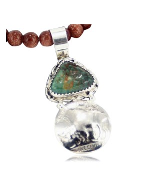 Vintage Style OLD Buffalo Coin Certified Authentic Navajo .925 Sterling Silver Turquoise Native American Necklace 390717283490 Vintage Style OLD Buffalo Coin Certified Authentic Navajo .925 Sterling Silver Turquoise Native American Necklace 390717283490
