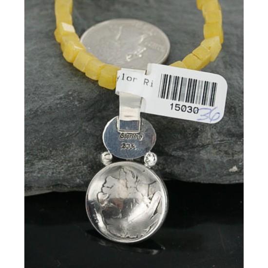 Vintage Style OLD Buffalo Coin Certified Authentic Navajo .925 Sterling Silver Turquoise Native American Necklace 390726660986
