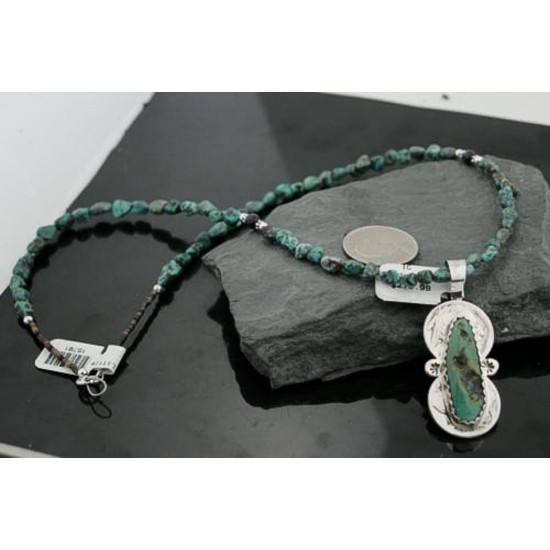 Vintage Style OLD Buffalo Coin Certified Authentic Navajo .925 Sterling Silver Turquoise Native American Necklace 390731829523
