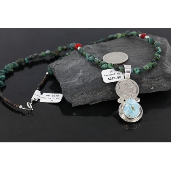 Vintage Style OLD Buffalo Coin Certified Authentic Navajo .925 Sterling Silver Turquoise Native American Necklace 390741441282