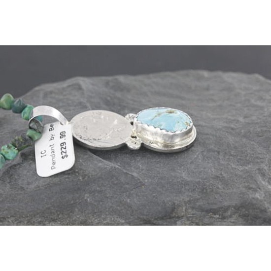 Vintage Style OLD Buffalo Coin Certified Authentic Navajo .925 Sterling Silver Turquoise Native American Necklace 390741441282