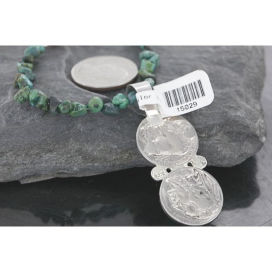 Vintage Style OLD Buffalo Coin Certified Authentic Navajo .925 Sterling Silver Turquoise Native American Necklace 390741441282